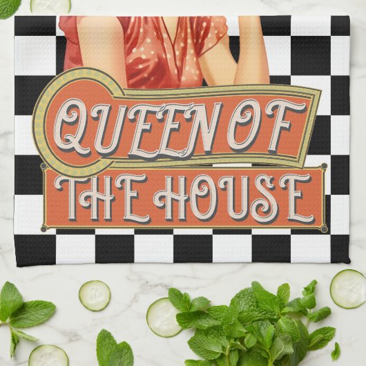 Monogram unieke retro kunst Geruit Theedoek (Gevouwen)