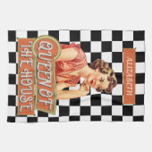 Monogram unieke retro kunst Geruit Theedoek (Horizontaal)