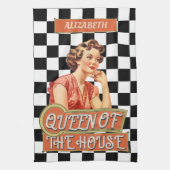 Monogram unieke retro kunst Geruit Theedoek (Verticaal)