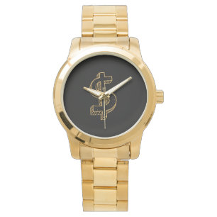 Monogram Unisex Dollar SignOversized gouden armban Horloge