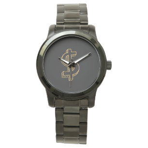 Monogram unisex dollar teken oversized zwart horloge