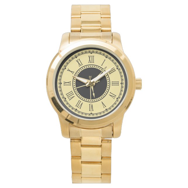 Monogram unisex goud oversized horloge (Voorkant)