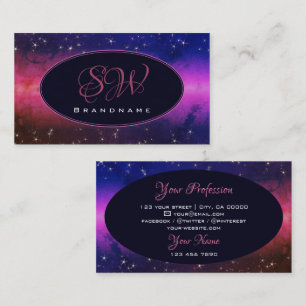 Monogram universum-kleurig galaxy Glitter Stars Visitekaartje