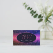 Monogram universum-kleurig galaxy Glitter Stars Visitekaartje (Staand voorkant)