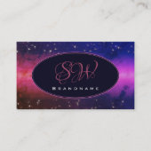Monogram universum-kleurig galaxy Glitter Stars Visitekaartje (Voorkant)