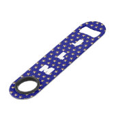 Monogram USA Goud en Blauw Sterontwerp Speed Flessenopener (Voorkant Gekanteld)
