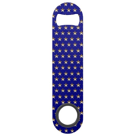 Monogram USA Goud en Blauw Sterontwerp Speed Flessenopener (Achterkant)