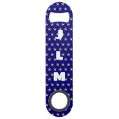 Monogram USA Goud en Blauw Sterontwerp Speed Flessenopener (Voorkant)