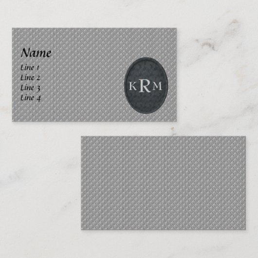 Monogram Uw Beginletters Zwart En Zilver Visitekaartje (Voorkant / Achterkant)