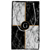Monogram uw brief geschenkzak marmeren ontwerp klein cadeauzakje (Voorkant)