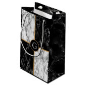 Monogram uw brief geschenkzak marmeren ontwerp klein cadeauzakje (Achterkant Gekanteld)