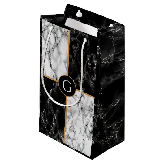 Monogram uw brief geschenkzak marmeren ontwerp klein cadeauzakje (Voorkant Gekanteld)