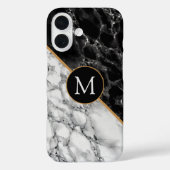 Monogram Uw Brief iPhone Case Marmer (Achterkant)