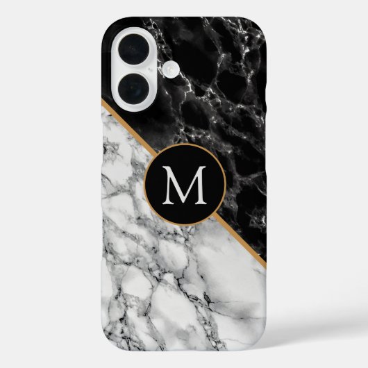Monogram Uw Brief iPhone Case Marmer (Achterkant)
