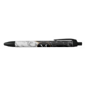 Monogram Uw Brief Pen Gift Zwart Wit Marmer (Bovenkant)