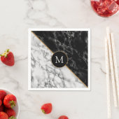 Monogram uw brief servetten zwart wit marmer (Insitu)