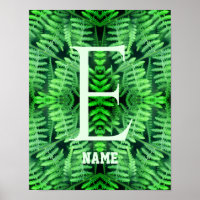 Monogram Uw Initiaal Groene Varens Gepersonaliseer