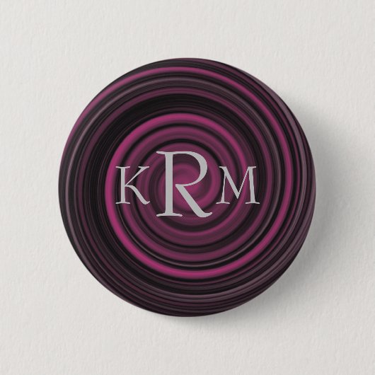 Monogram Uw Initialen Pruim Draai Gepersonaliseerd Ronde Button 5,7 Cm (Voorkant)