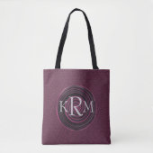 Monogram Uw Initialen Pruim Swirls Gepersonaliseer Tote Bag (Voorkant)
