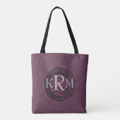 Monogram Uw Initialen Pruim Swirls Gepersonaliseer Tote Bag (Achterkant)