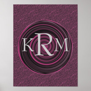 Monogram Uw Initialen Pruim Swirls Persoonlijk Poster