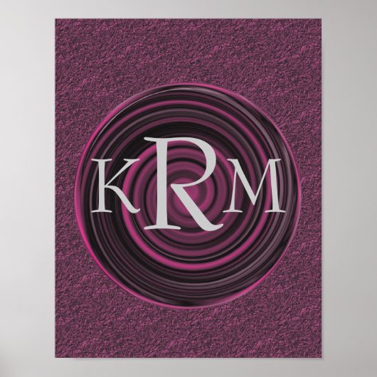 Monogram Uw Initialen Pruim Swirls Persoonlijk Poster (Voorkant)