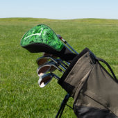 Monogram Uw Initiële Groene Varens Gepersonaliseer Golfheadcover (Insitu)