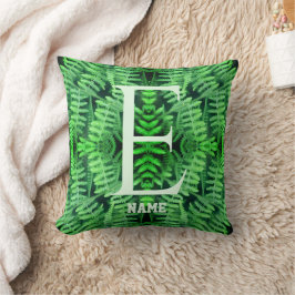 Monogram Uw Initiële Groene Varens Gepersonaliseer Kussen