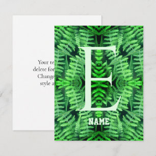 Monogram Uw Initiële Groene Varens Gepersonaliseer Notitiekaartje