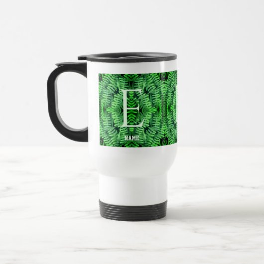 Monogram Uw Initiële Groene Varens Gepersonaliseer Reisbeker (Links)