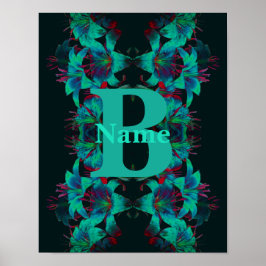 Monogram Uw Initiële Lelie Kunst Persoonlijk Poster