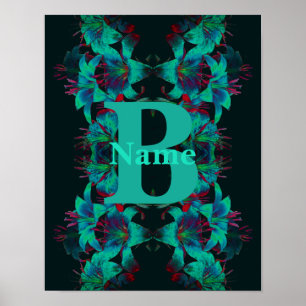 Monogram Uw Initiële Lelie Kunst Persoonlijk Poster