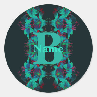 Monogram Uw Initiële Lily Kunst Persoonlijk Ronde Sticker