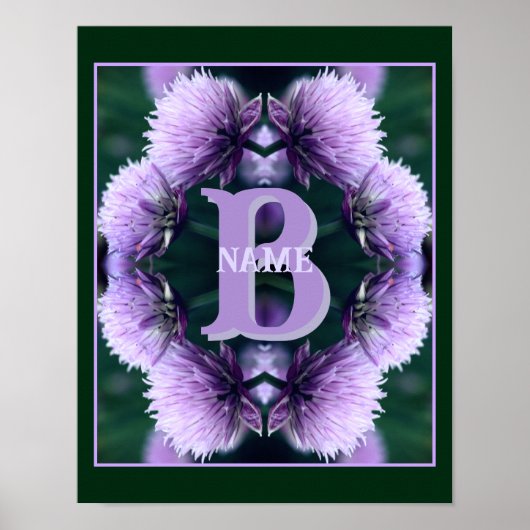 Monogram Uw Initiële Naam Allium Gepersonaliseerd Poster (Voorkant)