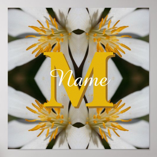 Monogram Uw Initiële Naam Bloemige Gepersonaliseer Poster (Voorkant)