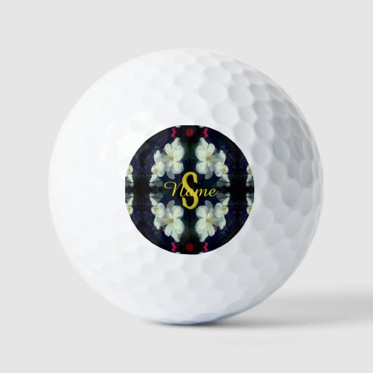 Monogram Uw Initiële Naam Clematis Bloemkunst Golfballen (Voorkant)