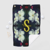 Monogram Uw Initiële Naam Clematis Bloemkunst Golfhanddoek (Insitu)