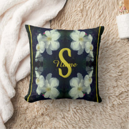 Monogram Uw Initiële Naam Clematis Bloemkunst Kussen