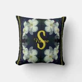 Monogram Uw Initiële Naam Clematis Bloemkunst Kussen