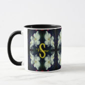 Monogram Uw Initiële Naam Clematis Bloemkunst Mok (Links)
