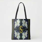 Monogram Uw Initiële Naam Clematis Bloemkunst Tote Bag (Voorkant)