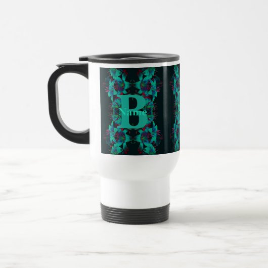 Monogram Uw Initiële Naam Lelie Kunst Persoonlijk Reisbeker (Links)