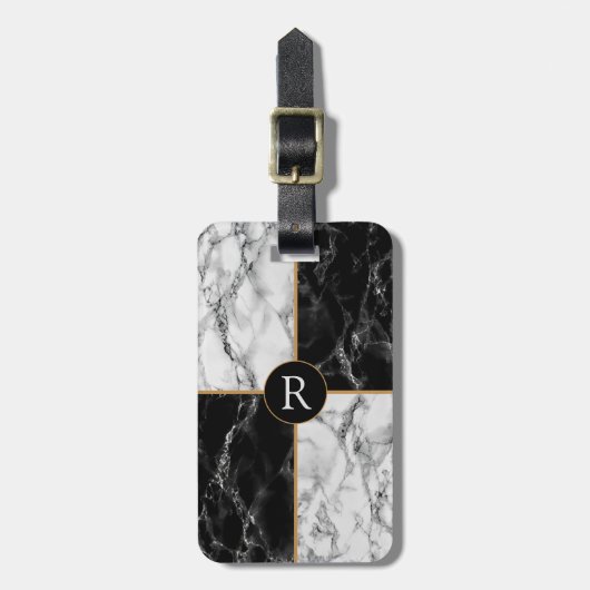 Monogram uw letter Bagage Label Marmer Ontwerp (Voorkant verticaal)