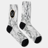 Monogram Uw Letter Witte Marmer Sokken (Rechts)