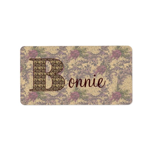 Monogram Uw Naam Initiaal B Elegant Bloem Label (Voorkant)