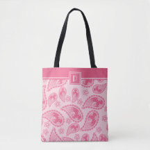 Monogram & Uw Naam Op Roze Paisley Patroon