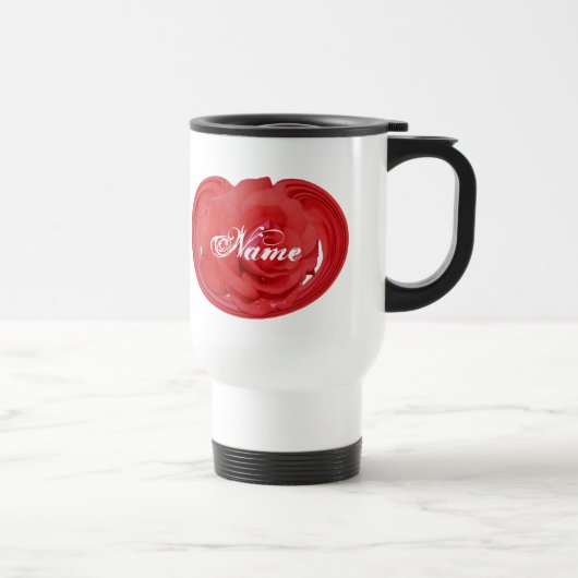 Monogram Uw Naam Roos Bloemige Gepersonaliseerd Reisbeker (Rechts)