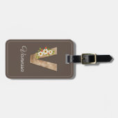 Monogram V bruine houten letter bloem Bagage Label (Voorkant horizontaal)