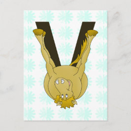 Monogram V Cute Horse Personalized Briefkaart