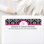 Monogram V Damask White Adresetiketten Etiket (Insitu)